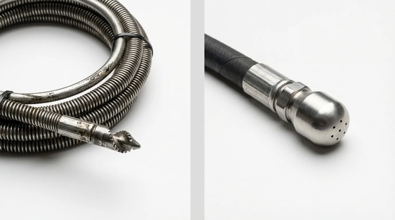 Drain snake cable and hydro jetting nozzle used for drain cleaning in Oneida, NY