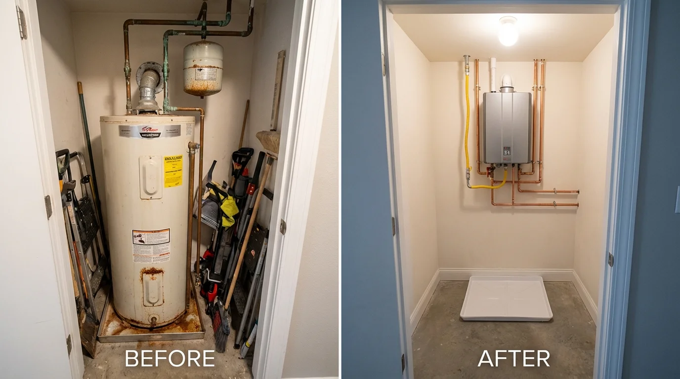 Tank water heater versus wall-mounted tankless unit comparison for Oneida, NY homeowners